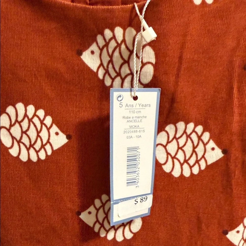 Jacadi Orange Dress with White Pattern